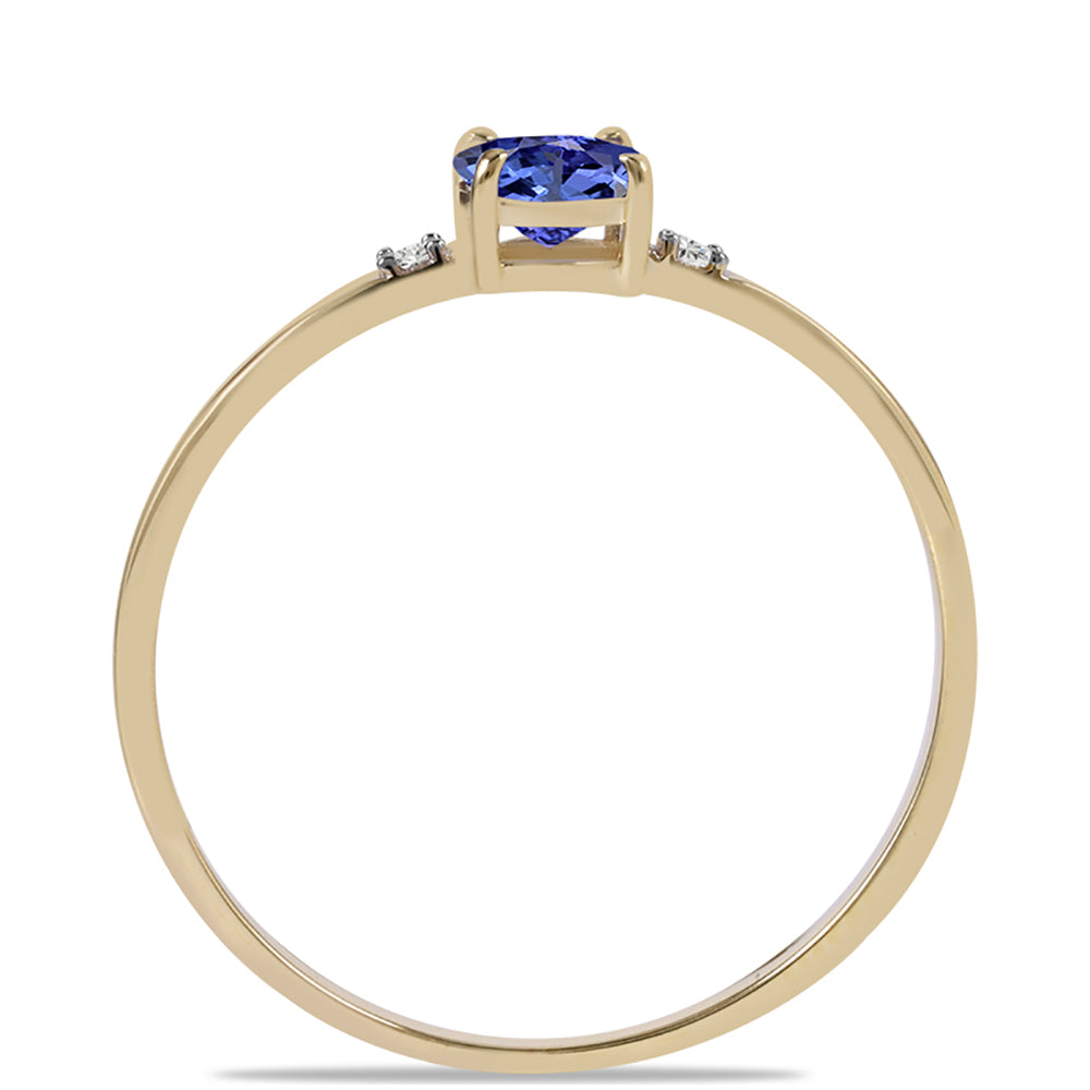 Inel din Aur de 9K ( 0.98 grame ) cu Tanzanit AAA și Zircon Alb Natural 0.55 Carate 2 
