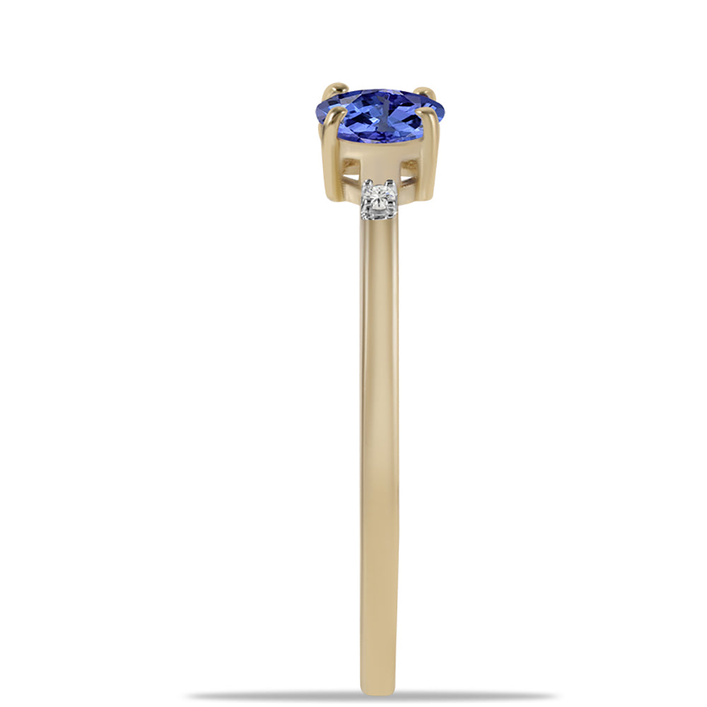 Inel din Aur de 9K ( 0.98 grame ) cu Tanzanit AAA și Zircon Alb Natural 0.55 Carate