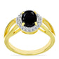 Inel din Argint 925 Placat cu Aur ( 3.1 grame ) cu Onix Negru și Topaz Alb 1.68 Carate