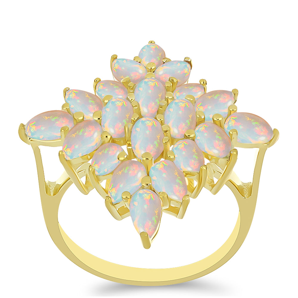 Inel din Argint 925 Placat cu Aur ( 4.1 grame ) cu Opal Welo 2.71 Carate 3 