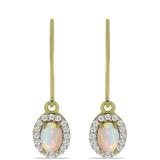 Cercei din Argint 925 Placat cu Aur ( 2.48 grame ) cu Opal Welo și Topaz Alb 1.08 Carate