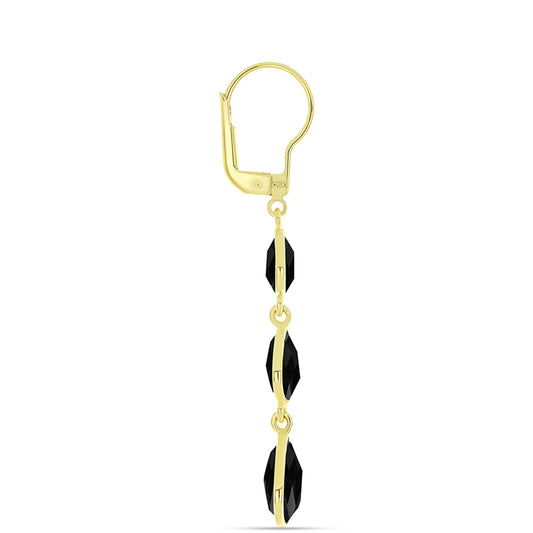 Cercei din Argint 925 Placat cu Aur ( 1.55 grame ) cu Onix Negru 6.75 Carate