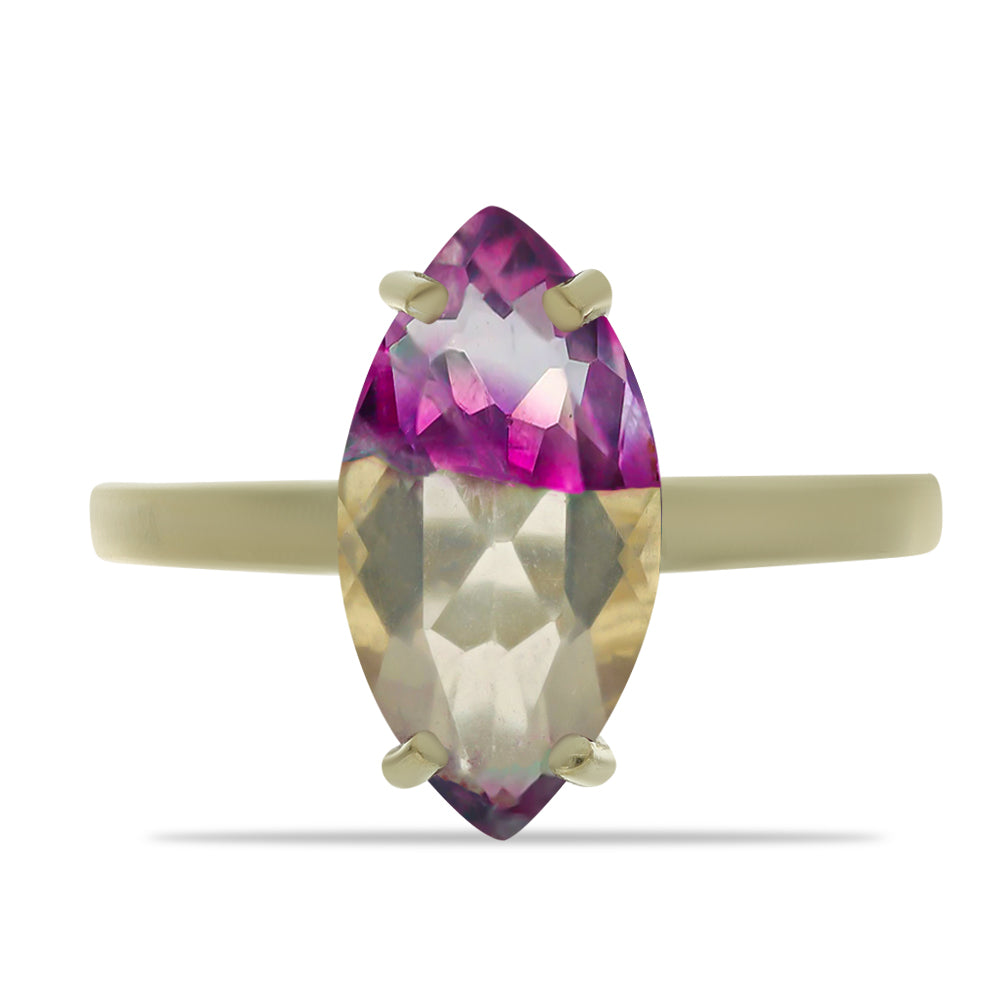 Inel din Argint 925 Placat cu Aur ( 1.96 grame ) cu Fluorit Violet 4.58 Carate