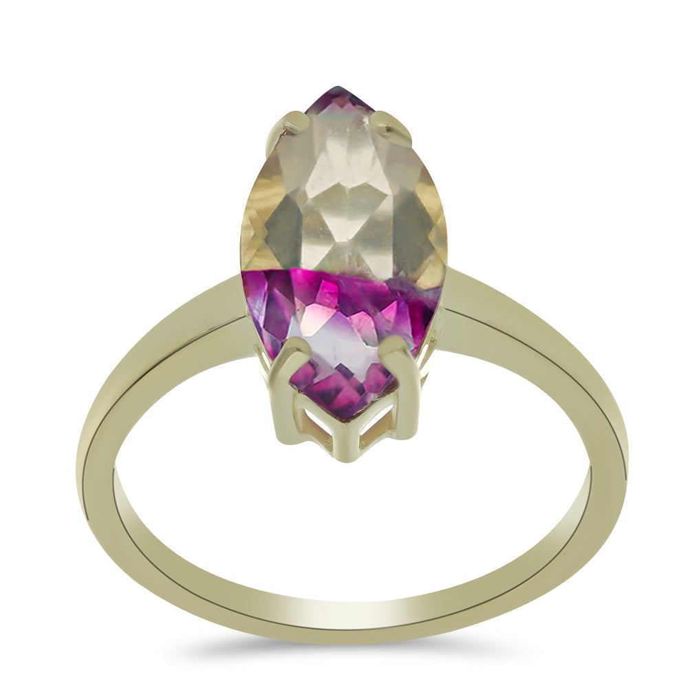 Inel din Argint 925 Placat cu Aur ( 1.96 grame ) cu Fluorit Violet 4.58 Carate