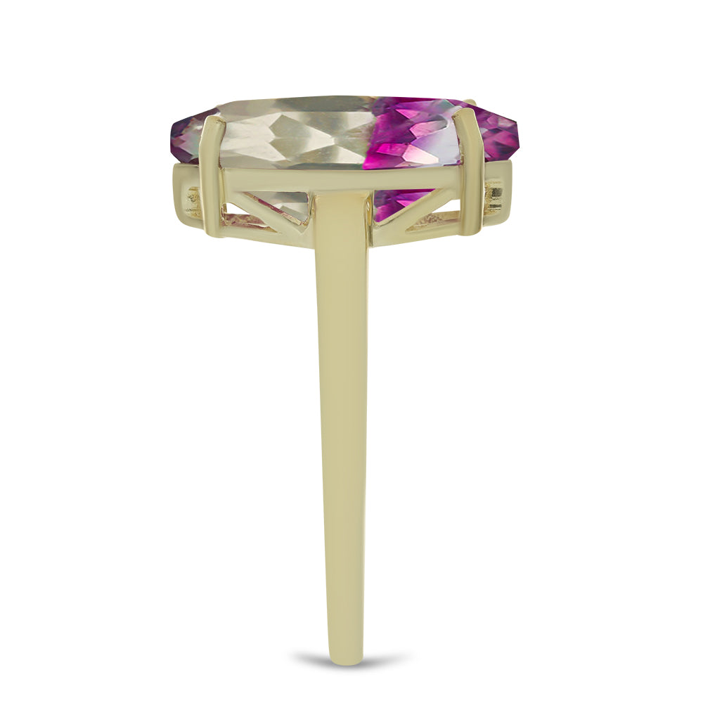 Inel din Argint 925 Placat cu Aur ( 1.96 grame ) cu Fluorit Violet 4.58 Carate 4 