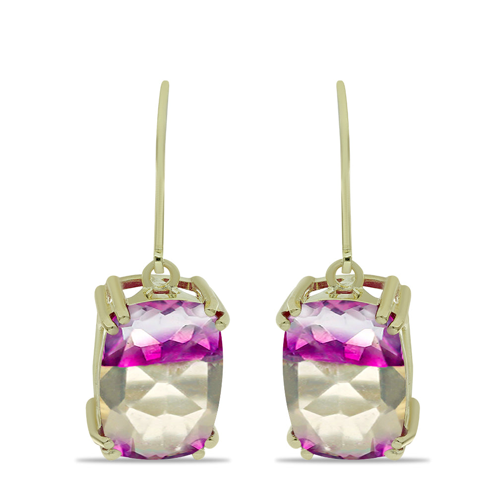 Cercei din Argint 925 Placat cu Aur ( 4.04 grame ) cu Fluorit Violet 16.08 Carate 1 