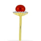 Inel din Argint 925 Placat cu Aur ( 3.07 grame ) cu Perlă de apă dulce roșie și Topaz Alb 2.84 Carate