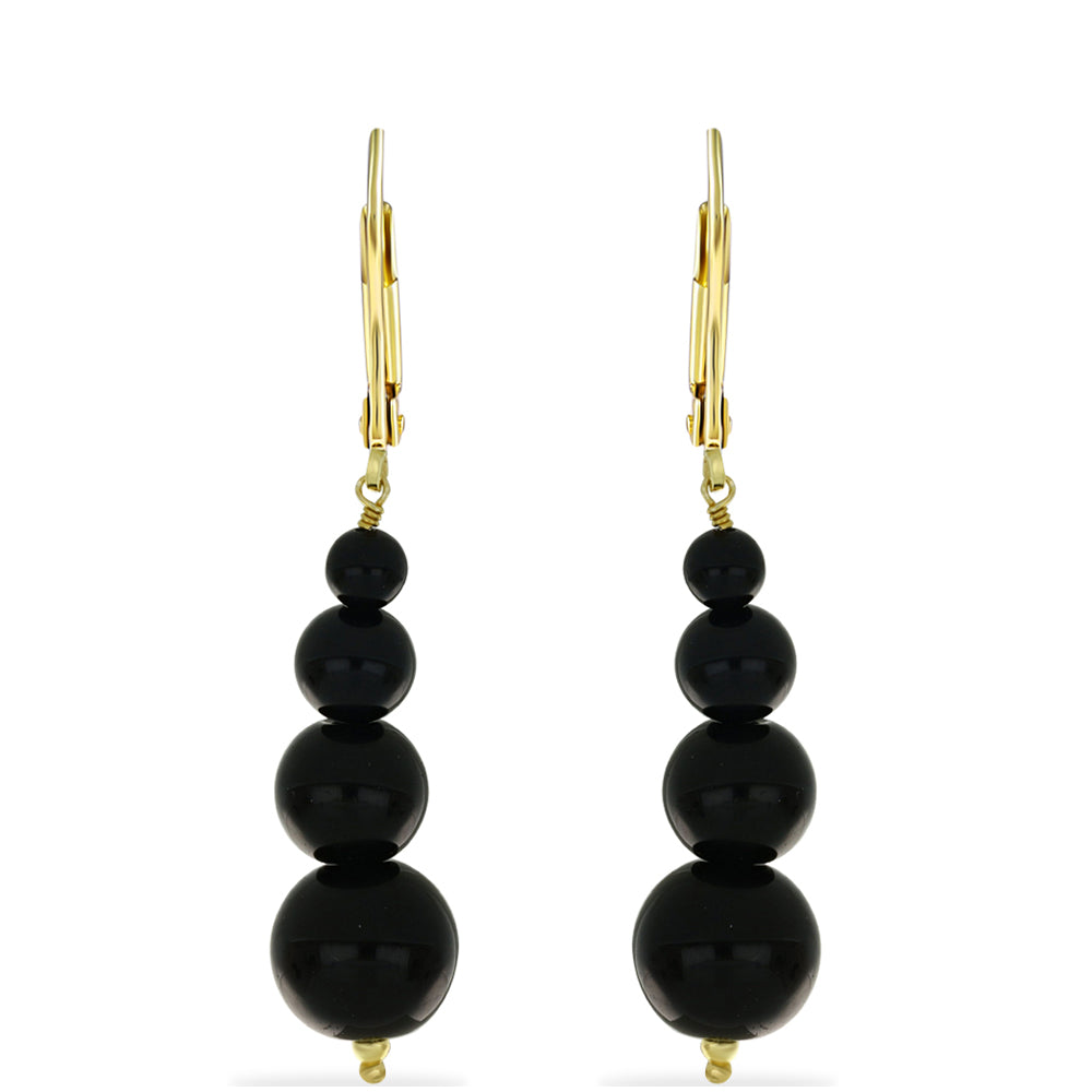 Cercei din Argint 925 Placat cu Aur ( 0.82 grame ) cu Onix Negru 25.03 Carate