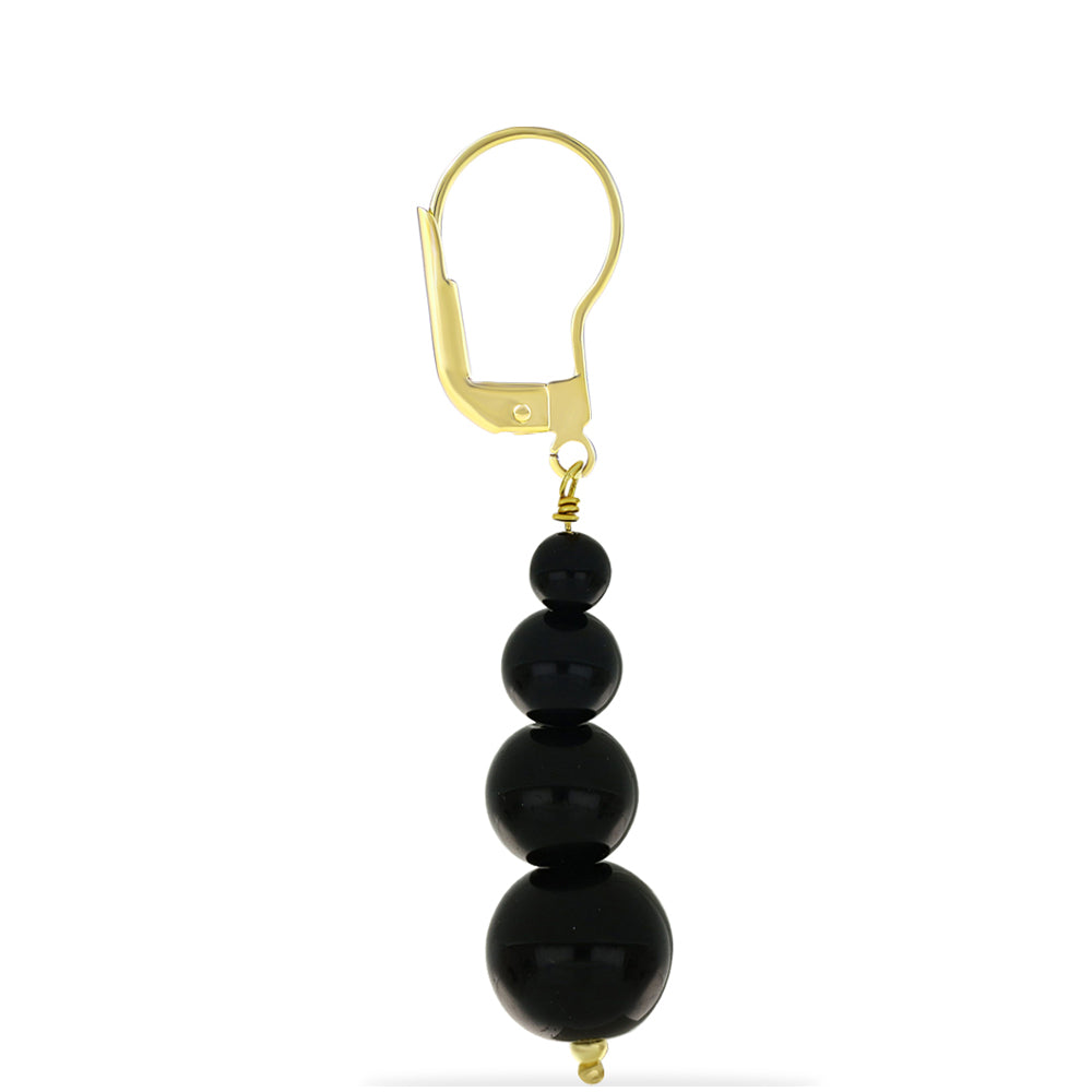 Cercei din Argint 925 Placat cu Aur ( 0.82 grame ) cu Onix Negru 25.03 Carate 2 