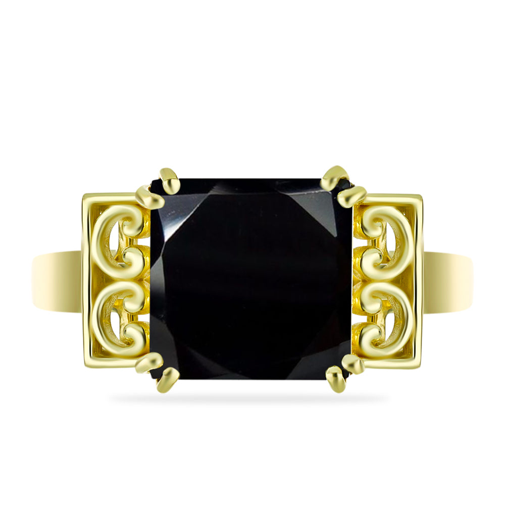 Inel din Argint 925 Placat cu Aur ( 3.8 grame ) cu Onix Negru 5.33 Carate