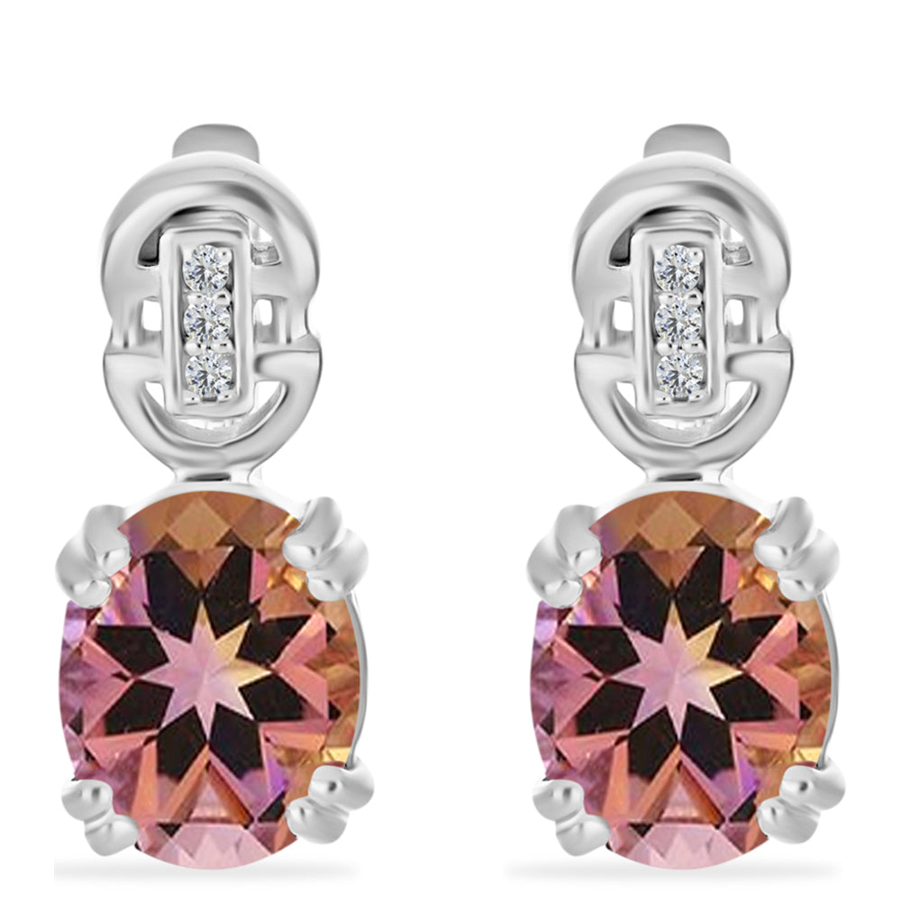 Cercei din Argint 925 ( 4.76 grame ) cu Ametrin Anahi și Topaz Alb 4.65 Carate 1 