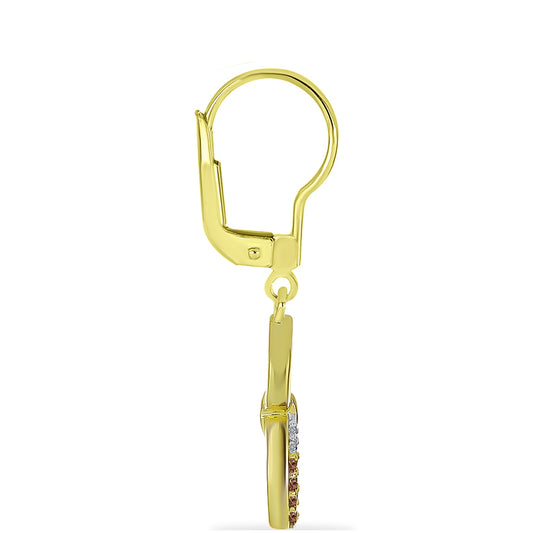 Cercei din Argint 925 Placat cu Aur ( 2.46 grame ) cu Diamant de culoarea Șampaniei și Diamant Alb 0.21 Carate