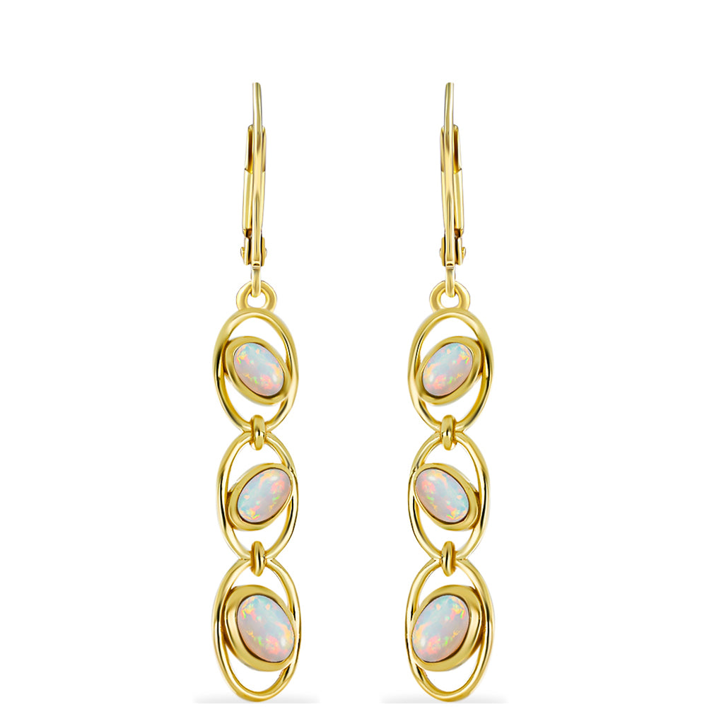 Cercei din Argint 925 Placat cu Aur ( 4.02 grame ) cu Opal Welo 1.37 Carate