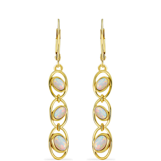 Cercei din Argint 925 Placat cu Aur ( 4.02 grame ) cu Opal Welo 1.37 Carate
