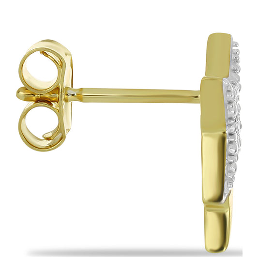 Cercei din Argint 925 Placat cu Aur ( 1.6 grame ) cu Diamant Alb 0.06 Carate