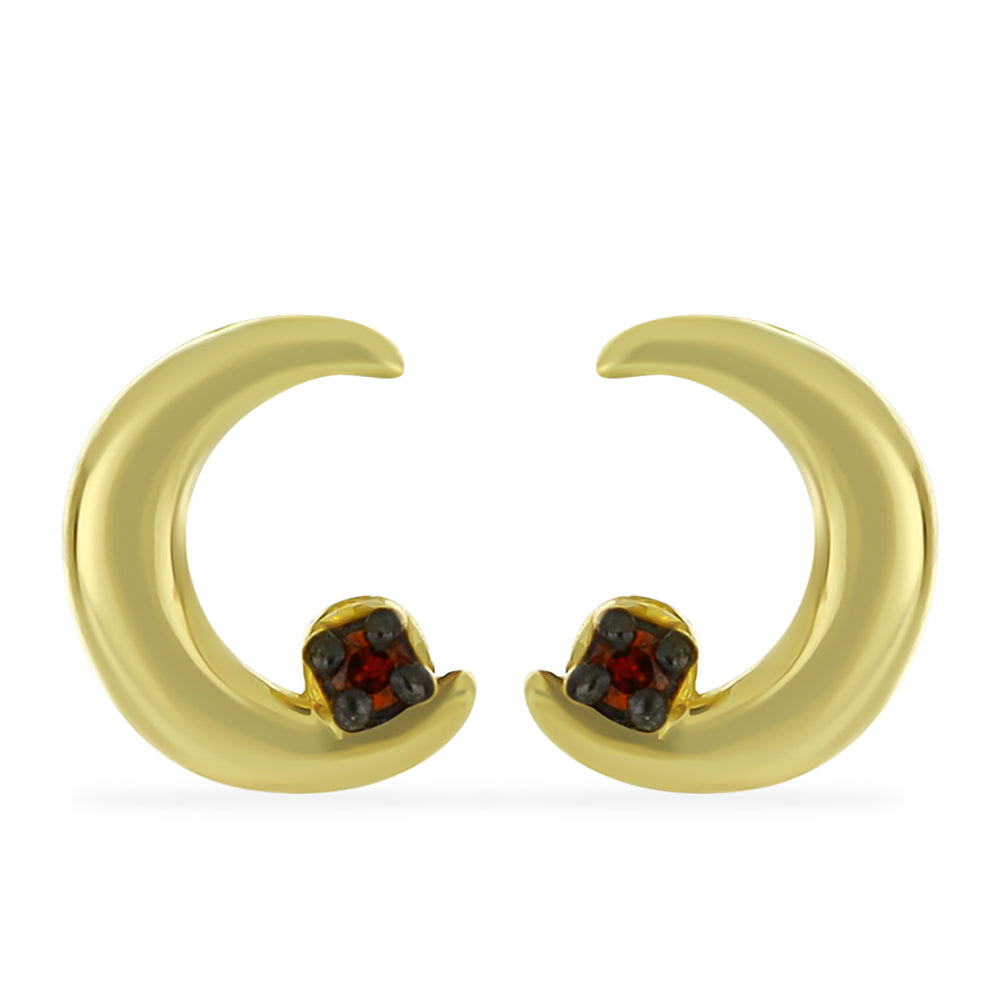 Cercei din Argint 925 Placat cu Aur ( 0.9 grame ) cu Diamant Roșu 0.02 Carate 1 