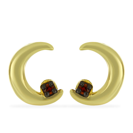 Cercei din Argint 925 Placat cu Aur ( 0.9 grame ) cu Diamant Roșu 0.02 Carate