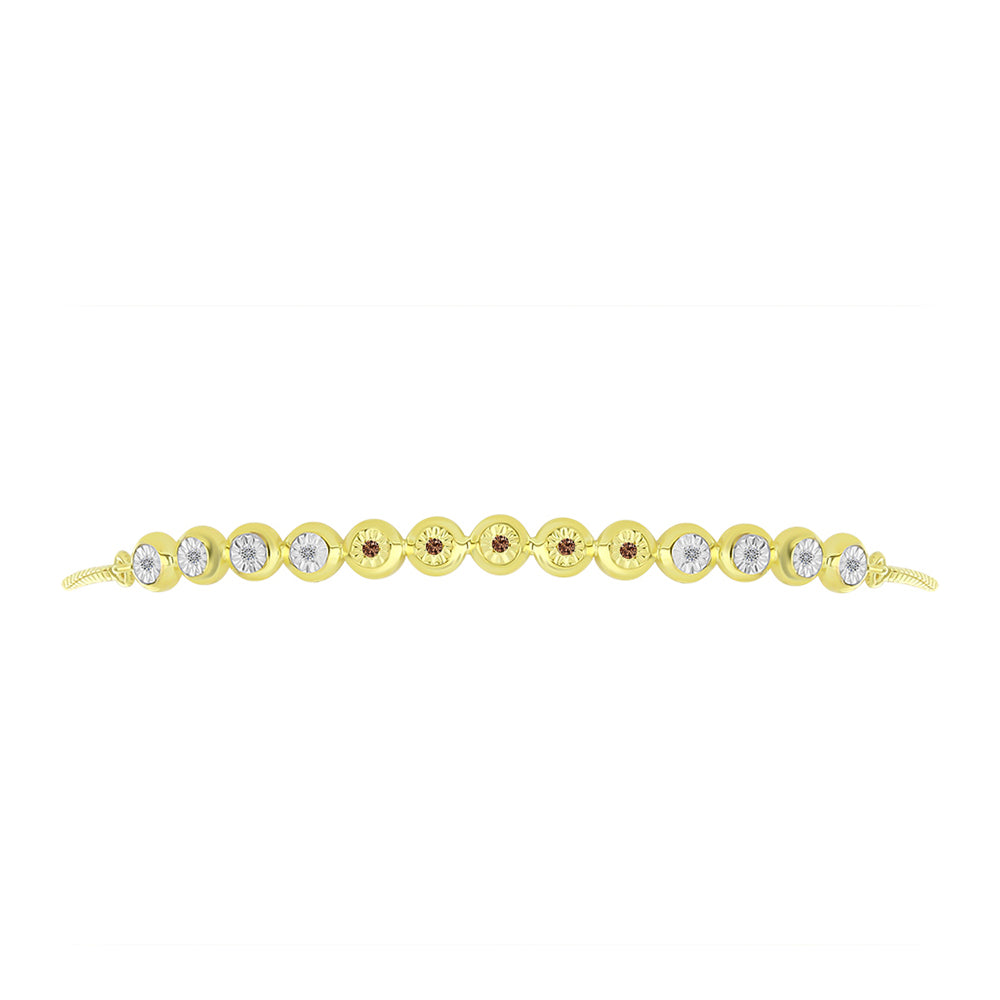 Brățară din Argint 925 Placat cu Aur ( 4.65 grame ) cu Diamant de culoarea Șampaniei și Diamant Alb 0.08 Carate 2 