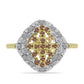 Inel din Argint 925 Placat cu Aur ( 3.45 grame ) cu Diamant de culoarea Șampaniei și Diamant Alb 0.37 Carate