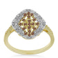 Inel din Argint 925 Placat cu Aur ( 3.45 grame ) cu Diamant de culoarea Șampaniei și Diamant Alb 0.37 Carate