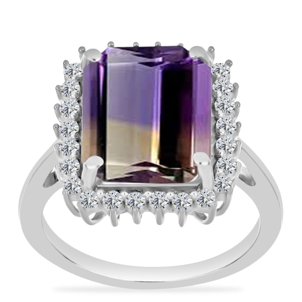 Inel din Argint 925 ( 3.35 grame ) cu Ametrin Anahi și Topaz Alb 6.23 Carate 3 
