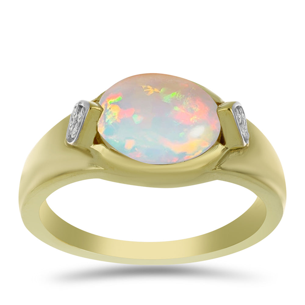 Inel din Argint 925 Placat cu Aur ( 3.32 grame ) cu Opal Welo și Topaz Alb 1.6 Carate