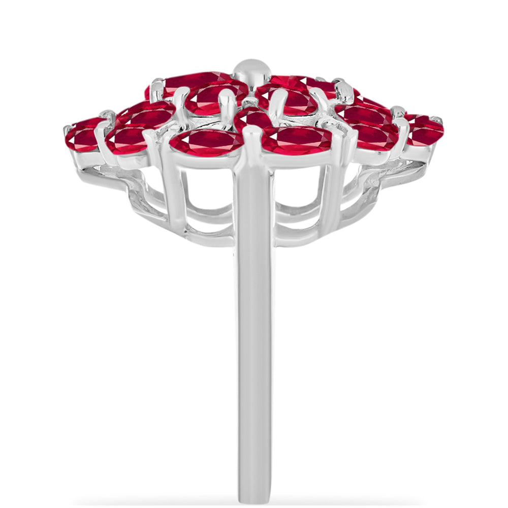 Inel din Argint 925 ( 4.48 grame ) cu Rubin Malagasy și Diamant Alb 3.9 Carate 4 