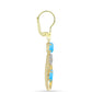 Cercei din Argint 925 Placat cu Aur ( 4.33 grame ) cu Calcedonie de Apă și Topaz Alb 2.47 Carate