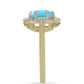 Inel din Argint 925 Placat cu Aur ( 3.02 grame ) cu Calcedonie de Apă și Topaz Alb 1.83 Carate