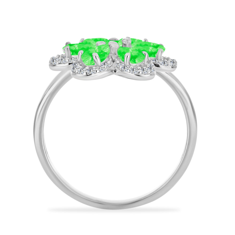 Inel din Argint 925 ( 3.38 grame ) cu Opal Hialit și Topaz Alb 1.57 Carate 6 