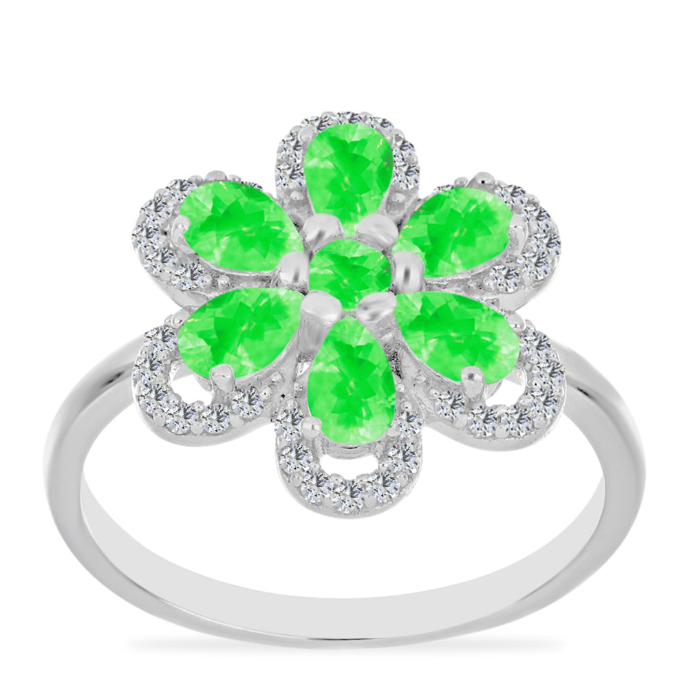 Inel din Argint 925 ( 3.38 grame ) cu Opal Hialit și Topaz Alb 1.57 Carate