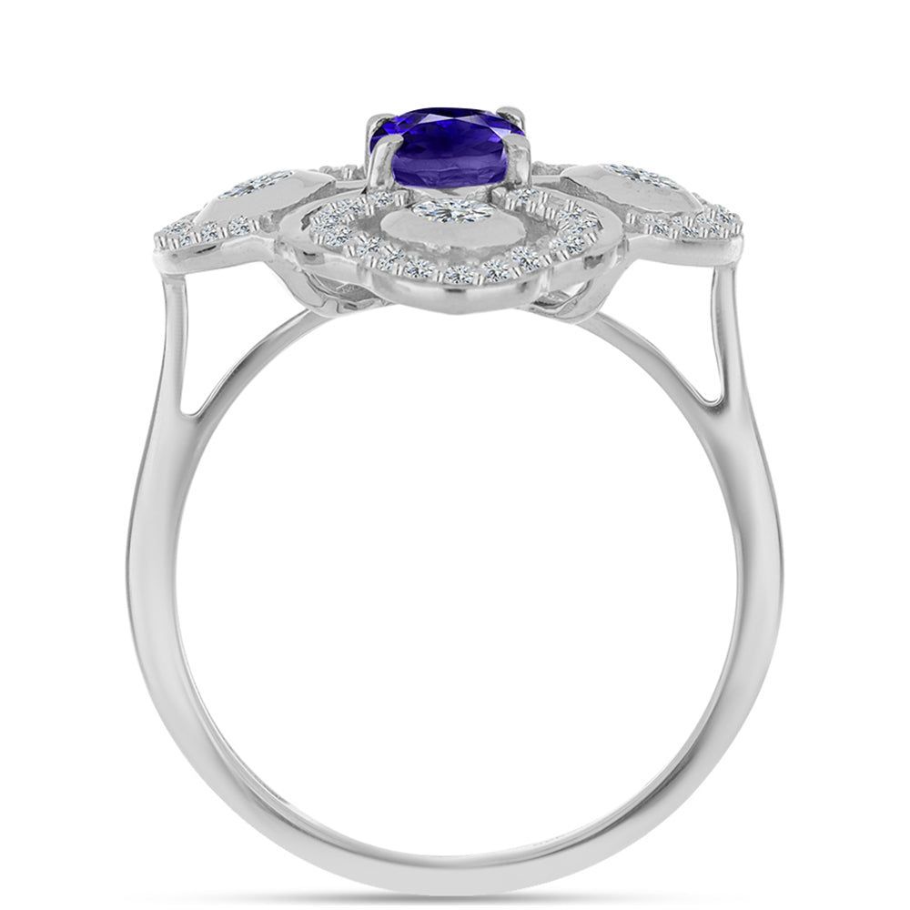 Inel din Argint 925 ( 3.99 grame ) cu Iolit și Topaz Alb 1.45 Carate