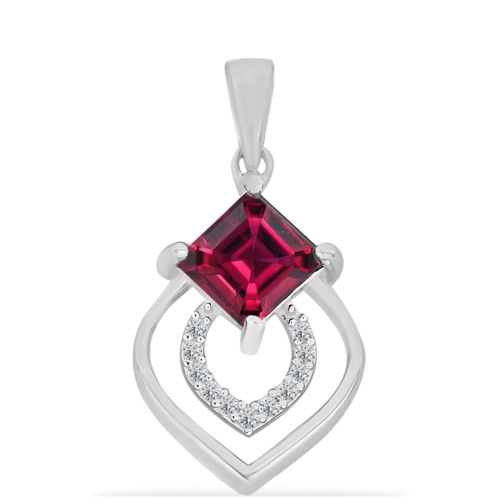 Pandantiv din Argint 925 ( 1.53 grame ) cu Rubin Malagasy și Diamant Alb 1.74 Carate