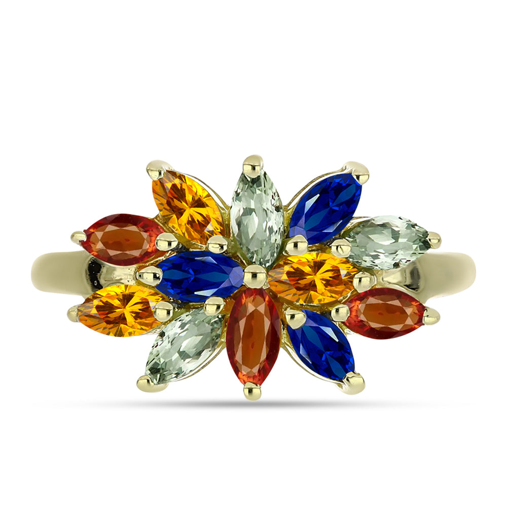 Inel din Argint 925 Placat cu Aur ( 2.43 grame ) cu Safir Rosebery Curcubeu 2.39 Carate
