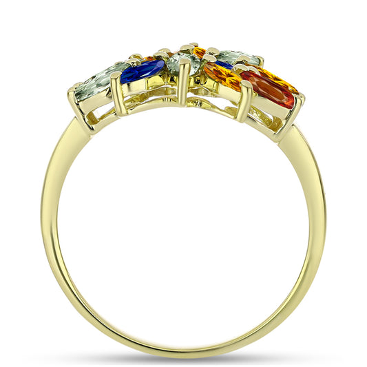 Inel din Argint 925 Placat cu Aur ( 2.43 grame ) cu Safir Rosebery Curcubeu 2.39 Carate