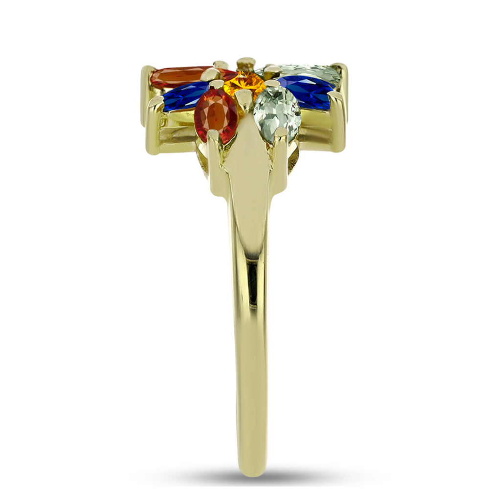 Inel din Argint 925 Placat cu Aur ( 2.43 grame ) cu Safir Rosebery Curcubeu 2.39 Carate 4 