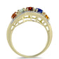 Inel din Argint 925 Placat cu Aur ( 4.14 grame ) cu Safir Rosebery Curcubeu și Topaz Alb 2.07 Carate