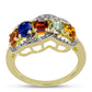 Inel din Argint 925 Placat cu Aur ( 4.14 grame ) cu Safir Rosebery Curcubeu și Topaz Alb 2.07 Carate
