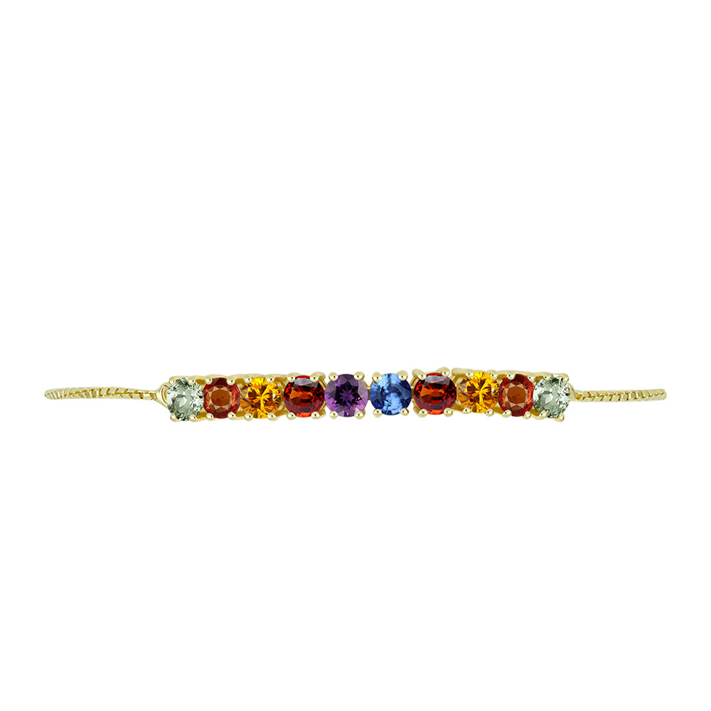 Brățară din Argint 925 Placat cu Aur ( 4.19 grame ) cu Safir Rosebery Curcubeu 3.13 Carate