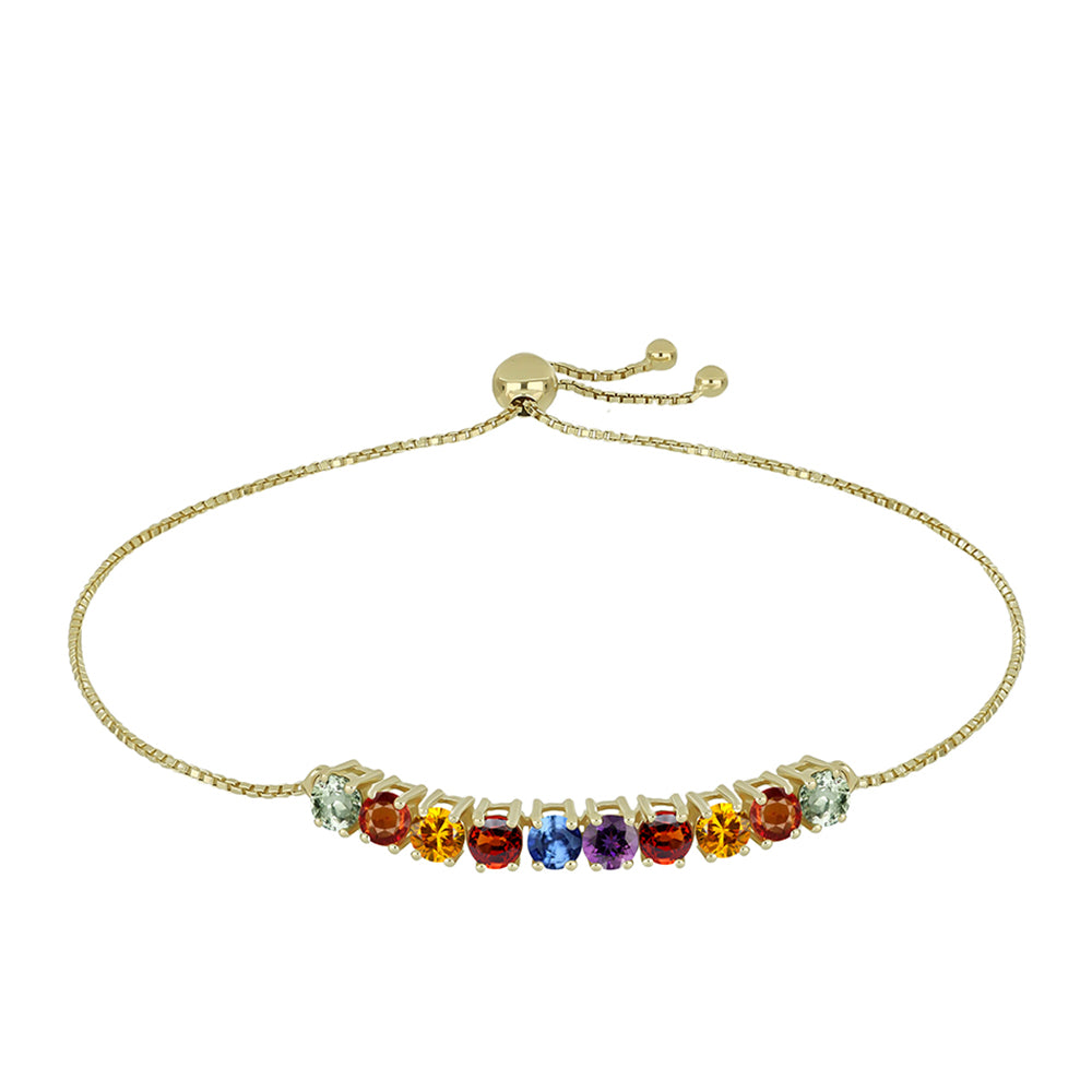 Brățară din Argint 925 Placat cu Aur ( 4.19 grame ) cu Safir Rosebery Curcubeu 3.13 Carate