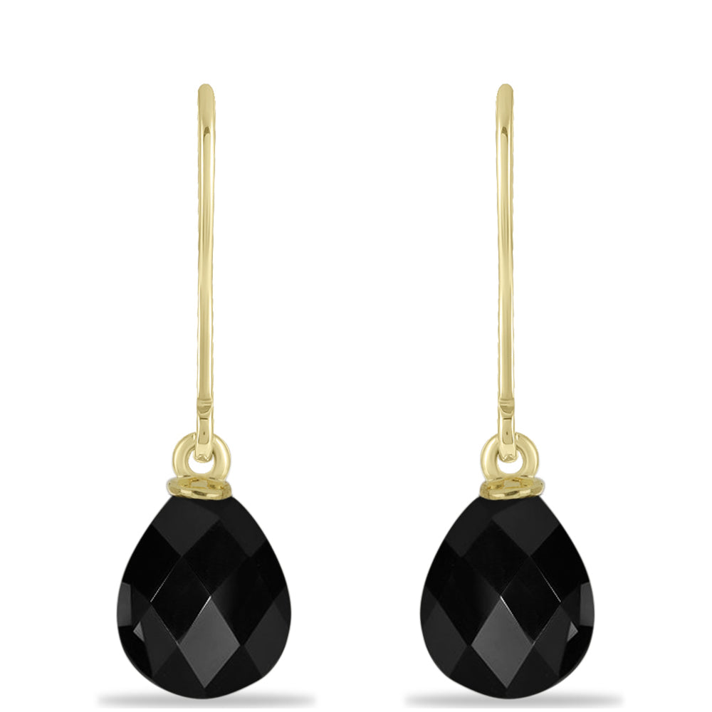 Cercei din Argint 925 Placat cu Aur ( 0.94 grame ) cu Onix Negru Suwar 4.19 Carate