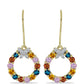 Cercei din Argint 925 Placat cu Aur ( 3.57 grame ) cu Safir Rosebery Curcubeu și Topaz Alb 2.29 Carate