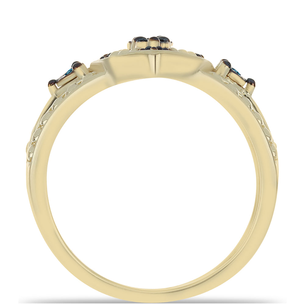 Inel din Argint 925 Placat cu Aur ( 6.09 grame ) cu Diamant Albastru 0.08 Carate 2 