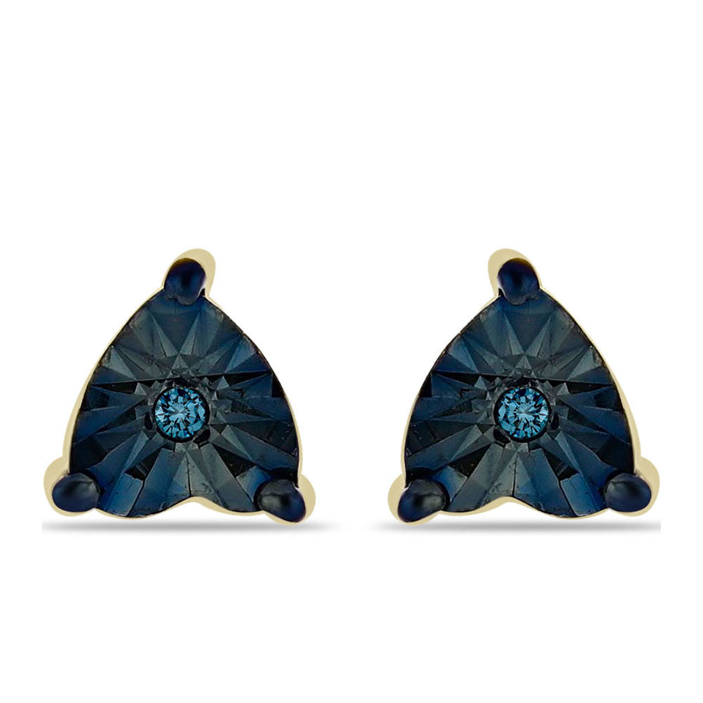 Cercei din Argint 925 Placat cu Aur ( 1.08 grame ) cu Diamant Albastru 0.02 Carate