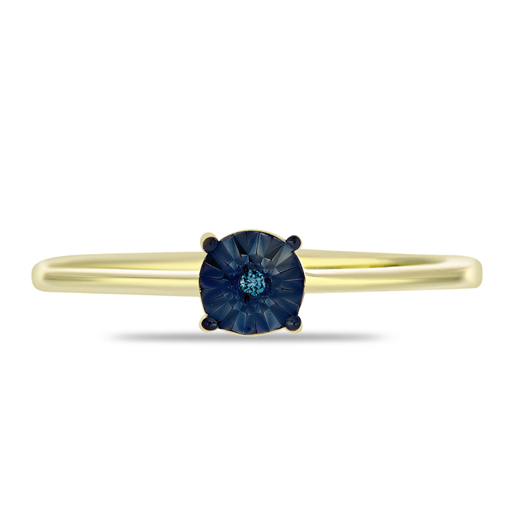 Inel din Argint 925 Placat cu Aur ( 1.49 grame ) cu Diamant Albastru 0.01 Carate 1 