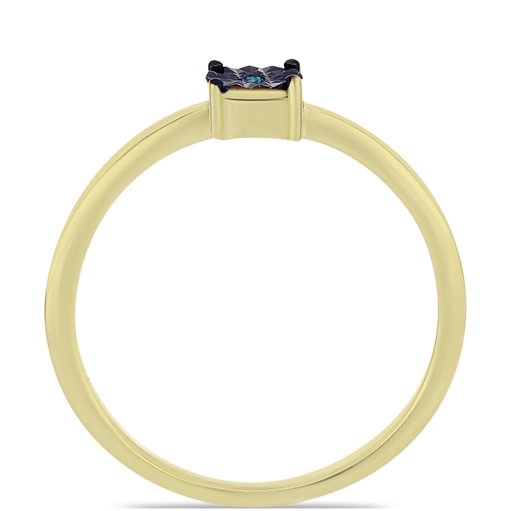 Inel din Argint 925 Placat cu Aur ( 1.49 grame ) cu Diamant Albastru 0.01 Carate