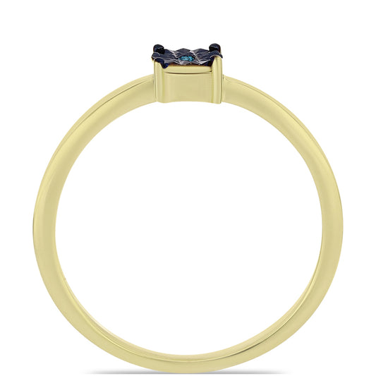 Inel din Argint 925 Placat cu Aur ( 1.49 grame ) cu Diamant Albastru 0.01 Carate