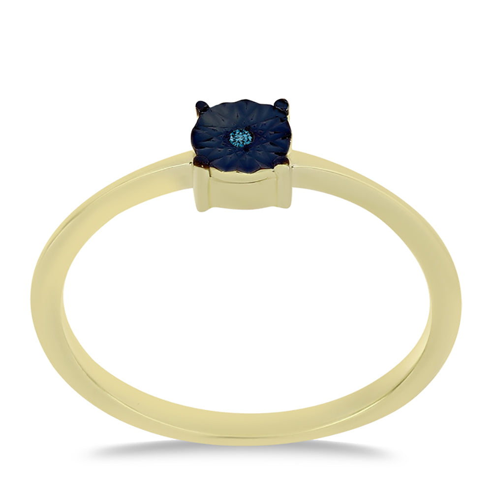 Inel din Argint 925 Placat cu Aur ( 1.49 grame ) cu Diamant Albastru 0.01 Carate