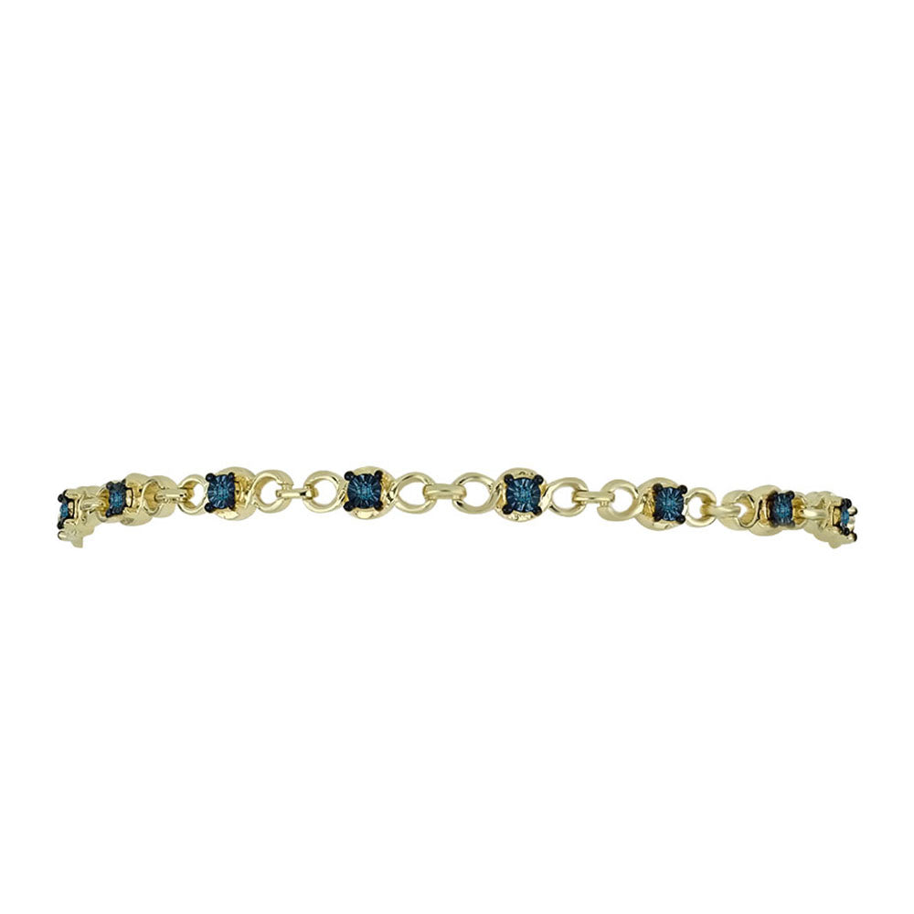 Brățară din Argint 925 Placat cu Aur ( 5.87 grame ) cu Diamant Albastru 0.07 Carate 2 