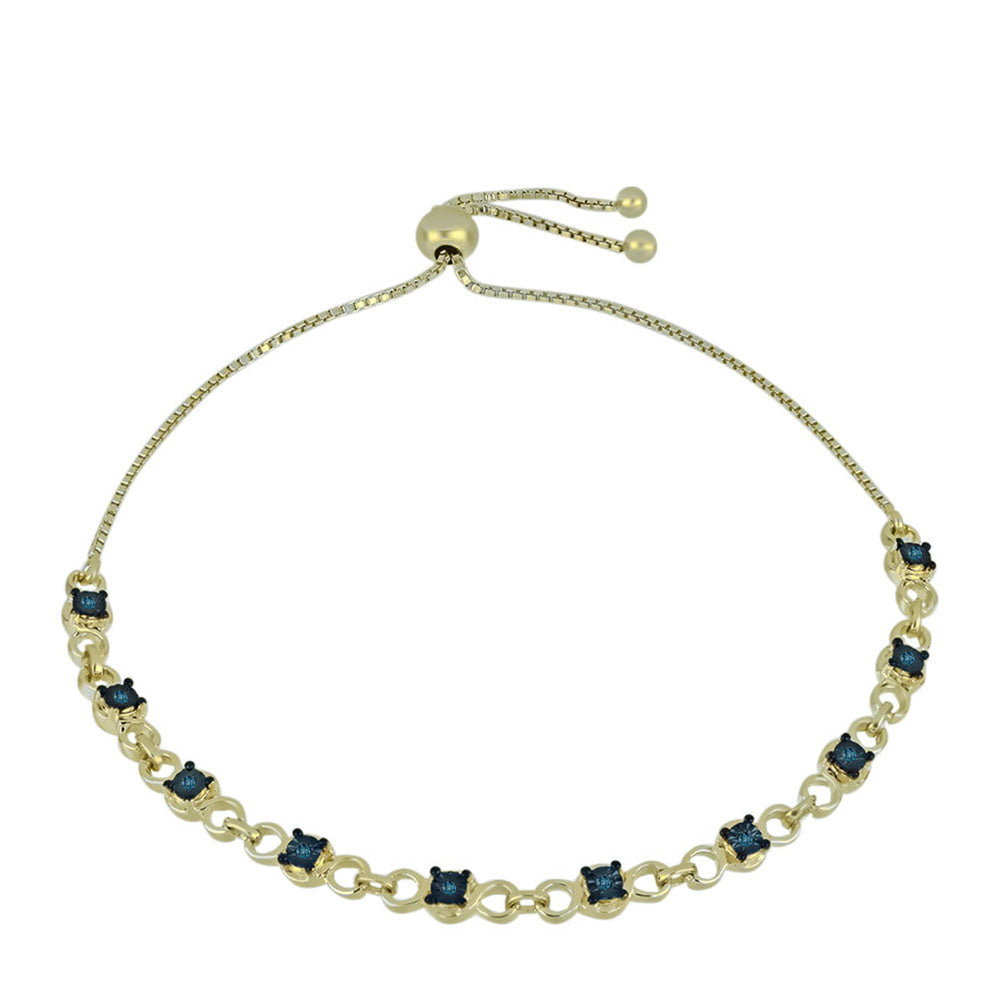 Brățară din Argint 925 Placat cu Aur ( 5.87 grame ) cu Diamant Albastru 0.07 Carate